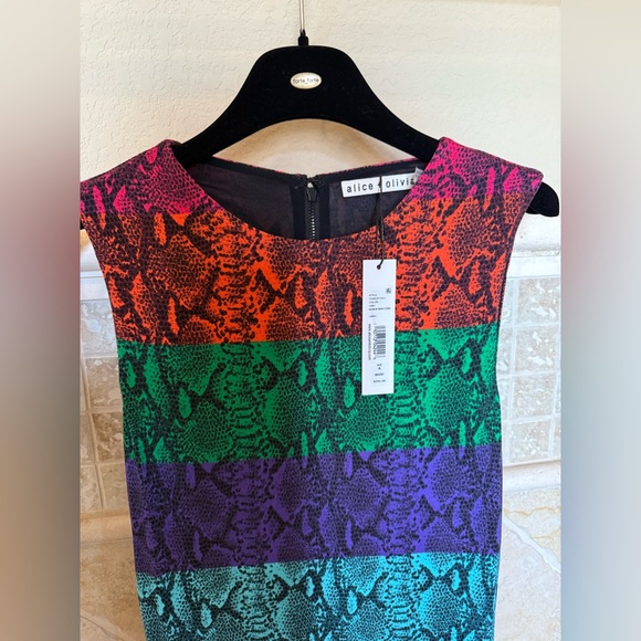 Alice + Olivia Delora Rainbow Snake Print Midi Dress - Picture 6 of 6